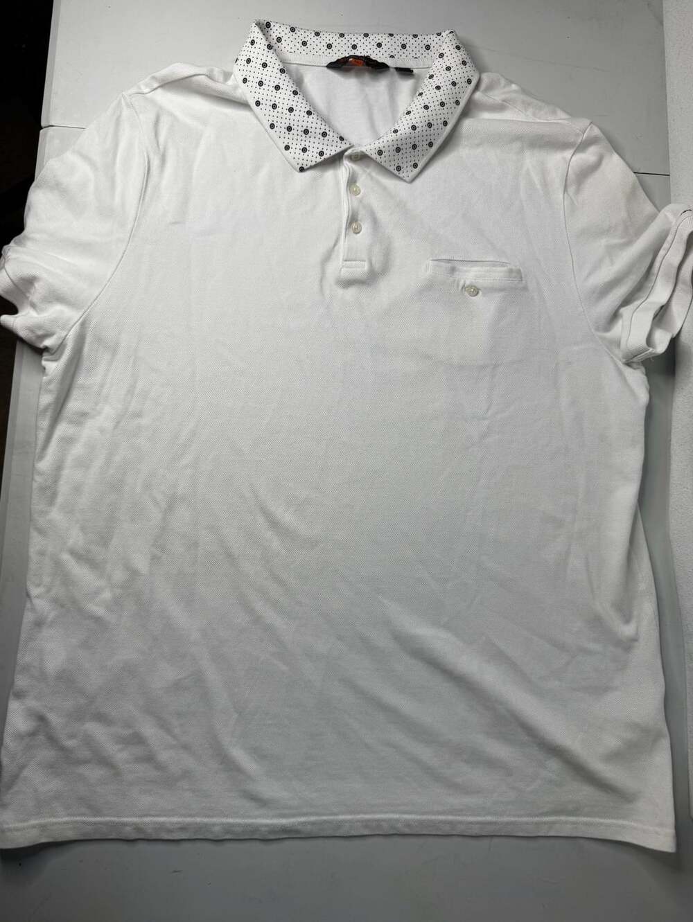 Ben Sherman Polo Shirt Size XXL White Contrast Collar Pocket